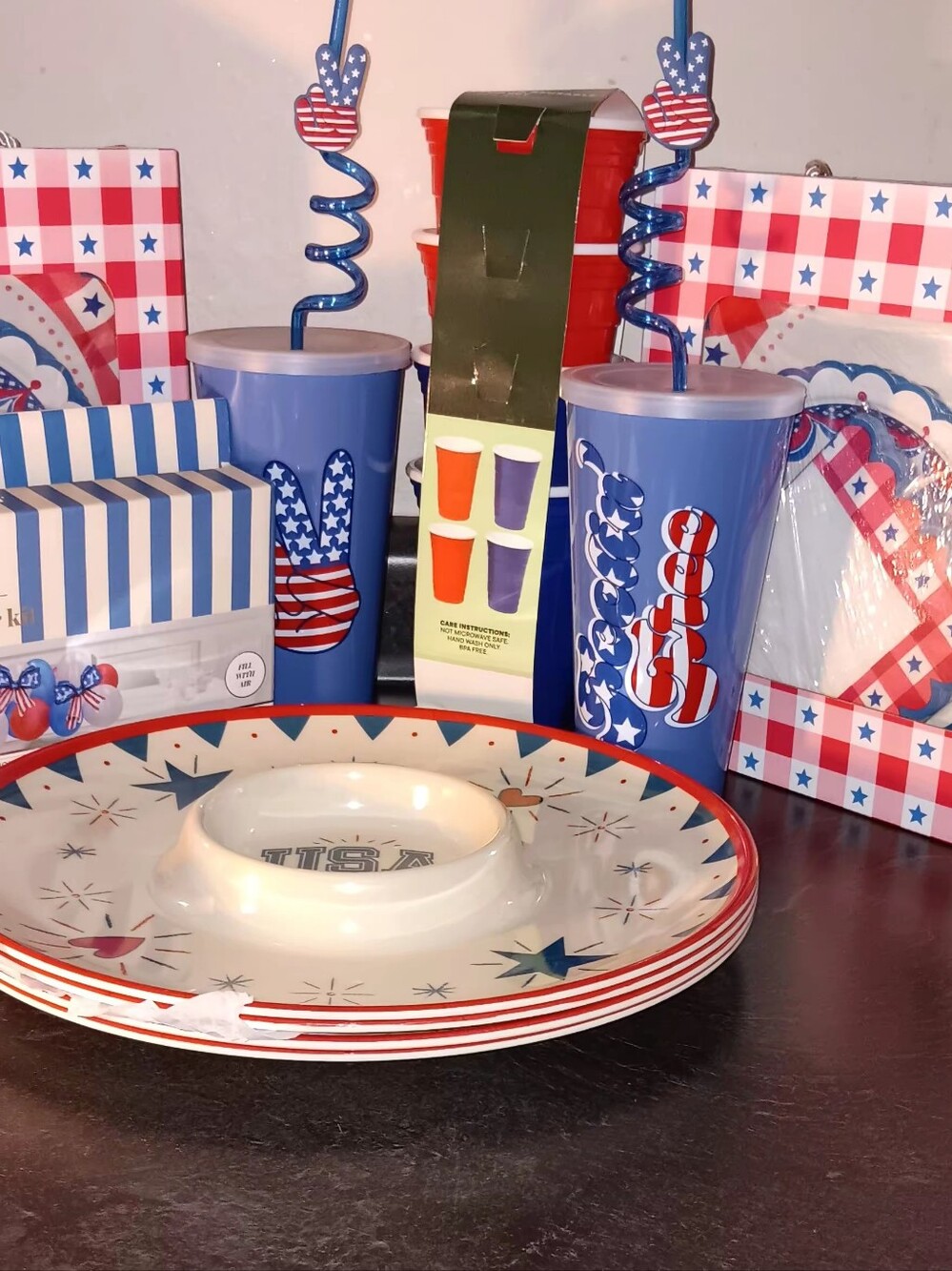 Homco Red White Blue USA-Themed Disposable 12pc  Party Set
